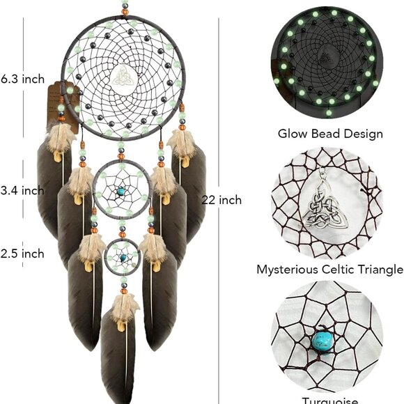 Dream Catchers for Adults Dreamcatcher Handmade Feather Native Home Wall Decorat - Picture 3 of 6